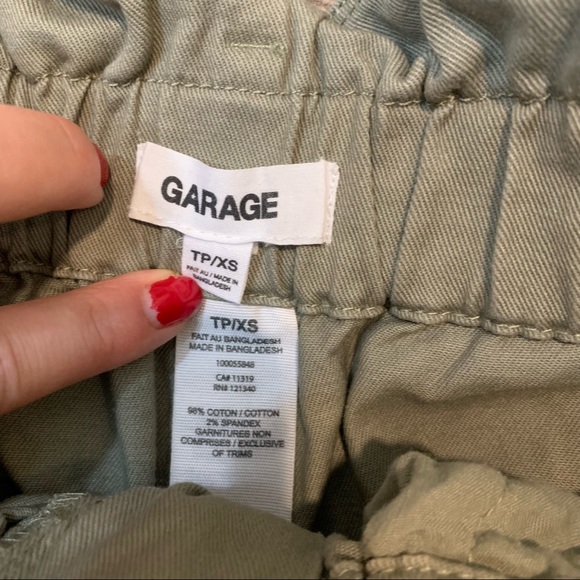 Garage Green Paper Bag Tie Waist Shorts - Picture 4 of 4